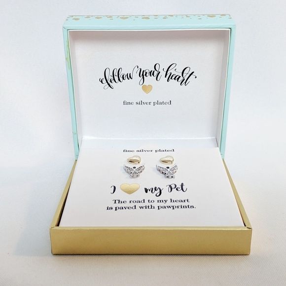 Fine Silver Plated Earrings "I Love My Pet" Angel - Picture 4 of 8